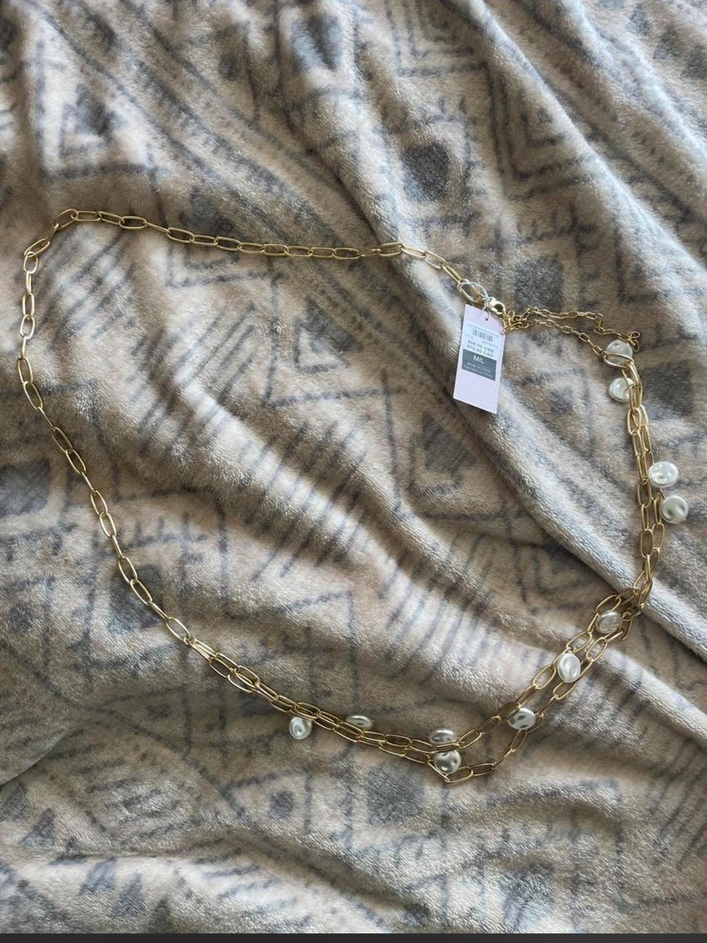 Anthropologie Gold & Pearl Belly Chain Belt